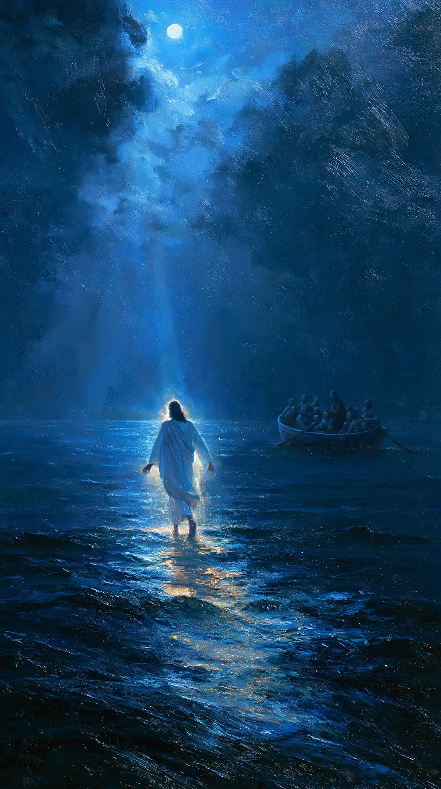Jesus Walking on Water - Midnight Blue Chiaroscuro · Portrait n° 6