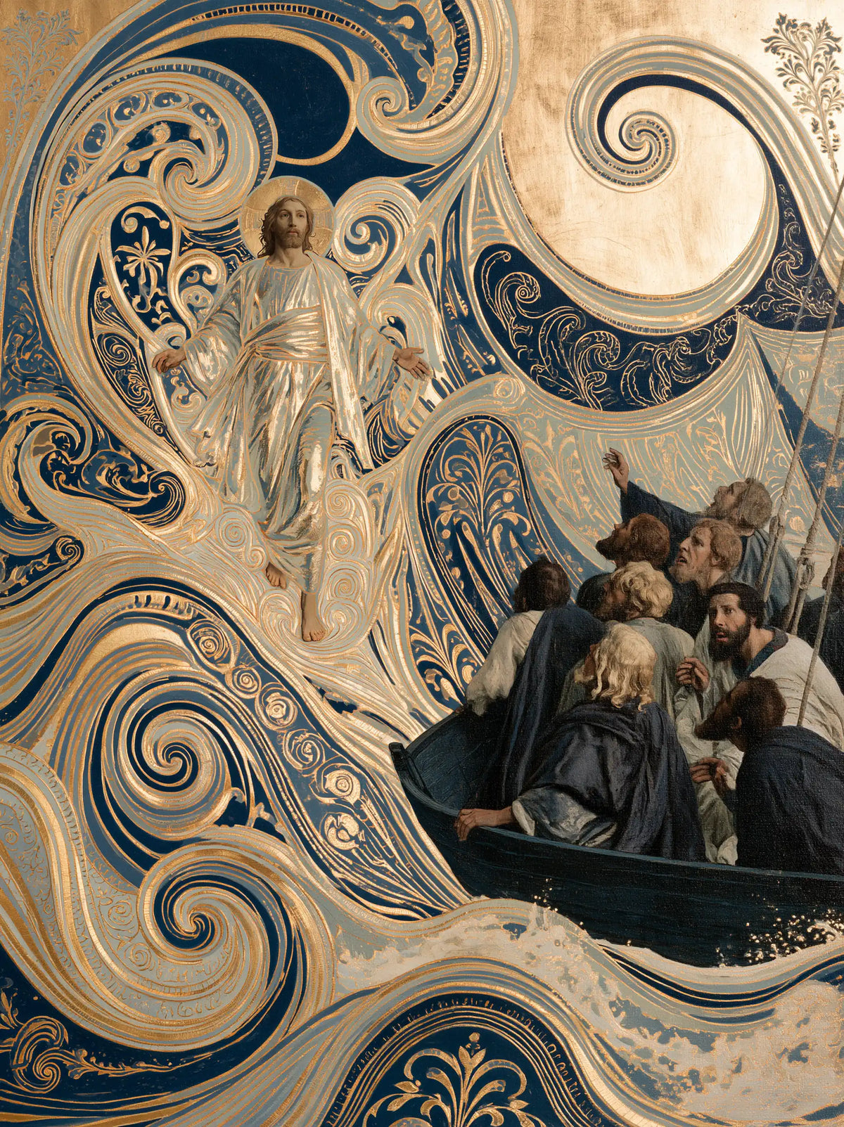 Jesus Walking on Water - Sacred Art Nouveau · Portrait n° 33