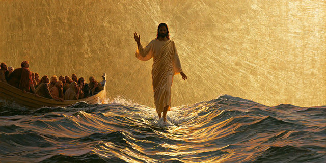 Jesus Walking on Water — Golden Silence around the Solitary Step