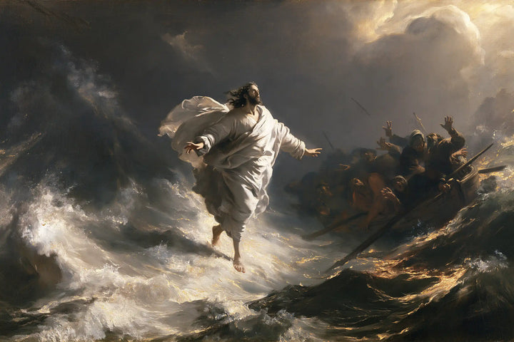 Jesus Walking on Water — Flying Linen beneath the Golden Clearing