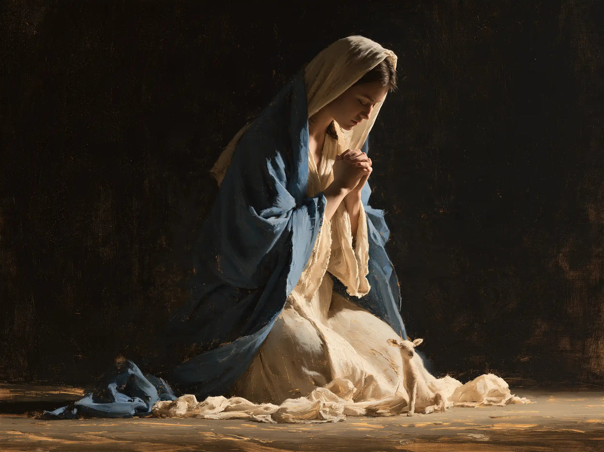 Virgin Mary in Prayer — Prayer at the Edge of Gold