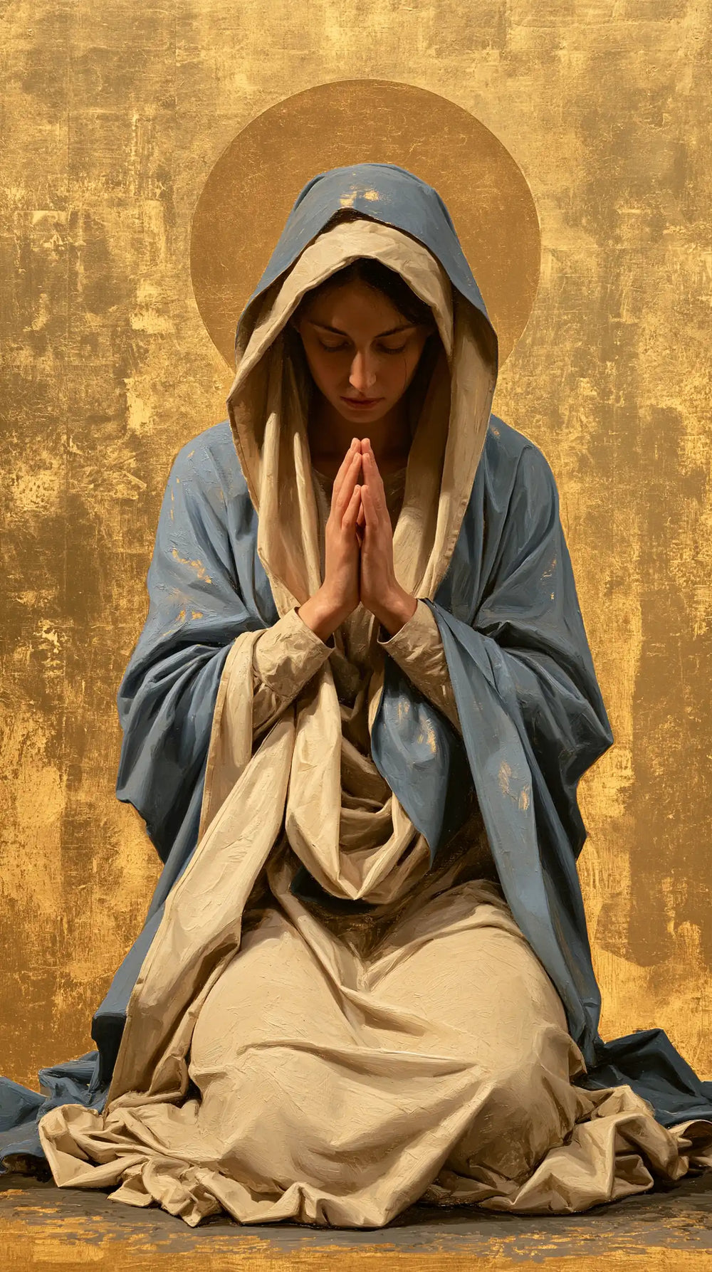 the Virgin Mary in prayer in Contemporary Byzantine style, portrait Christian artwork no. 20