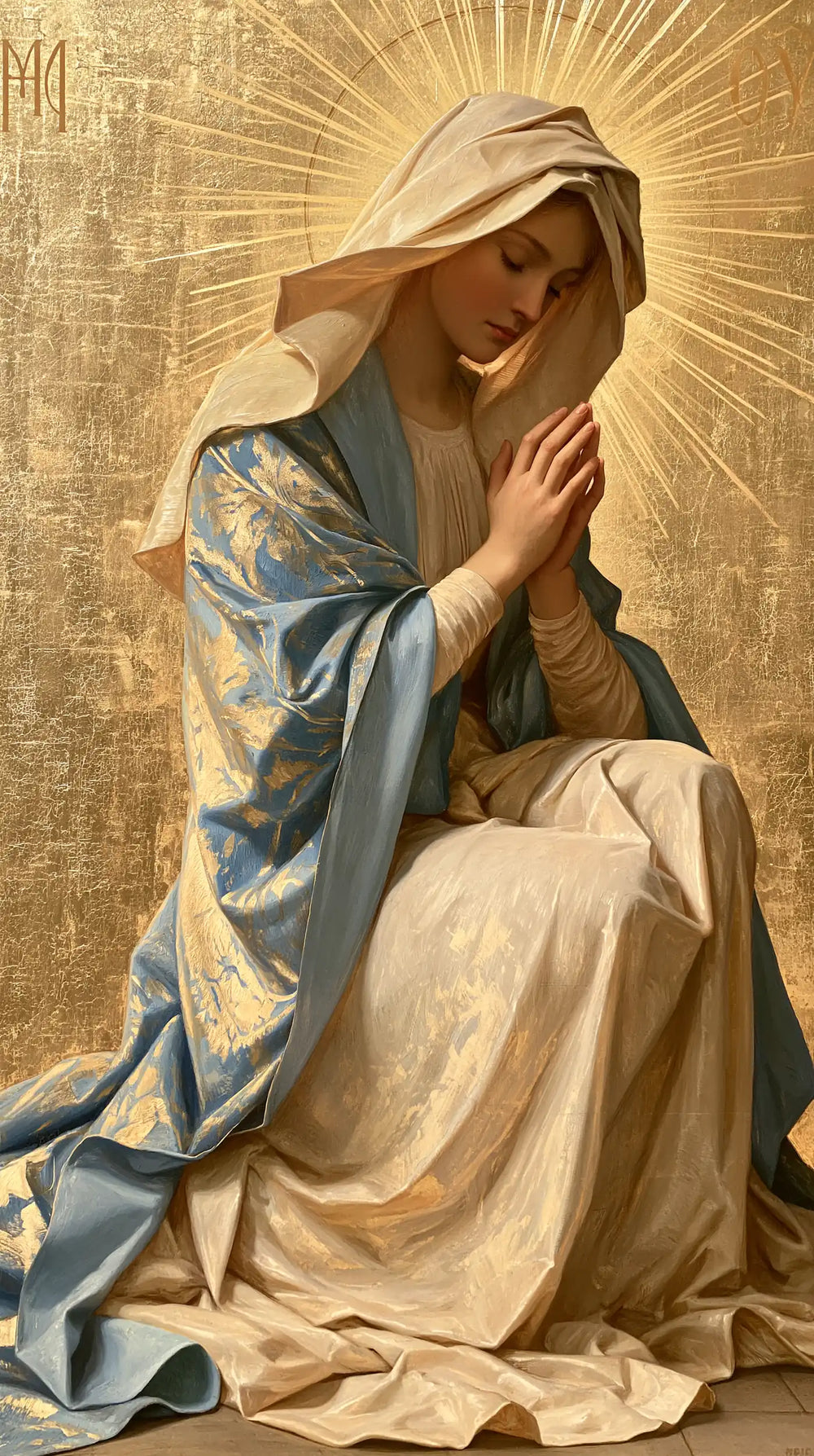 the Virgin Mary in prayer in Contemporary Byzantine style, portrait Christian artwork no. 27