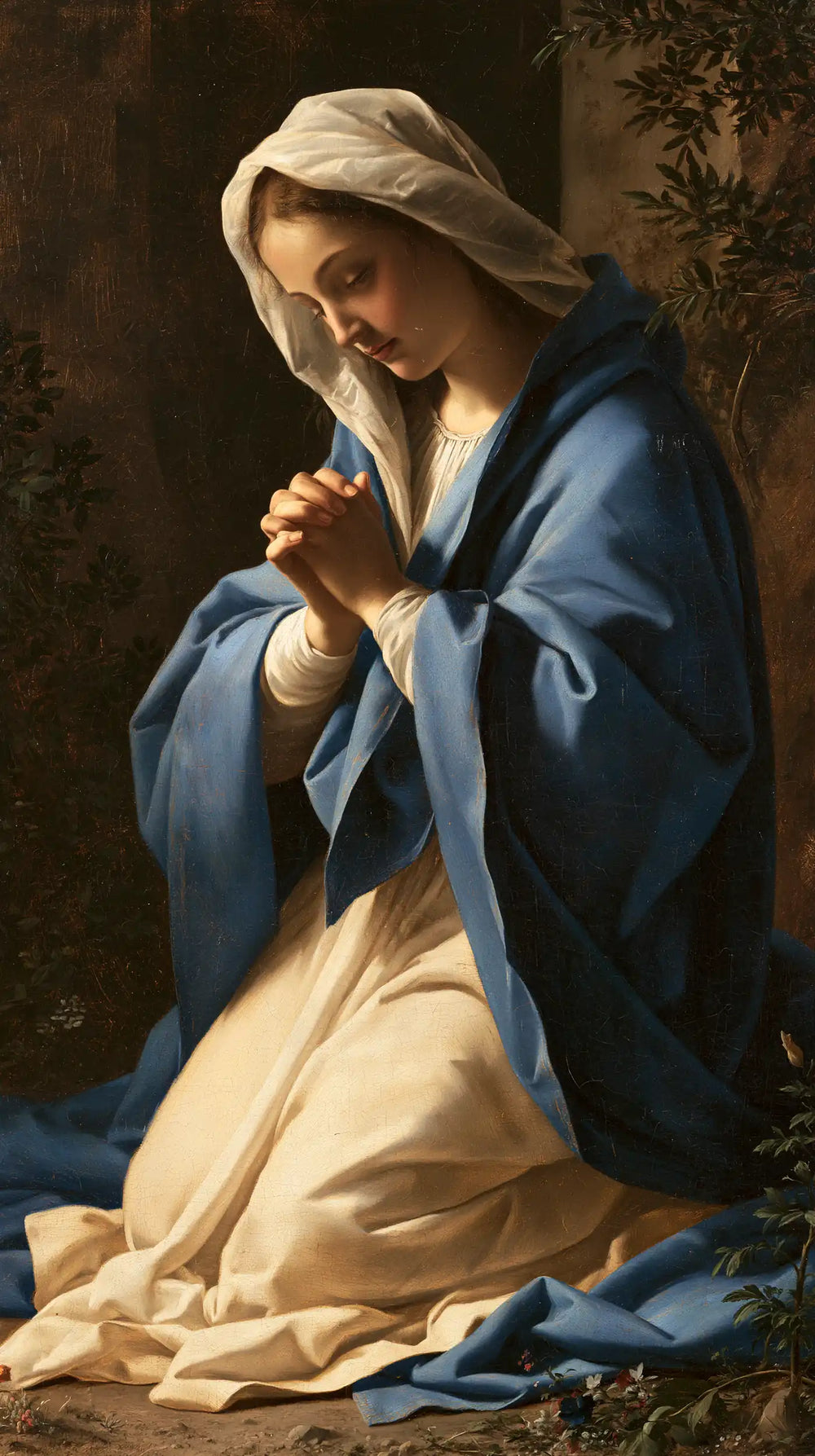 the Virgin Mary in prayer in Florentine Renaissance style, portrait Christian artwork no. 13