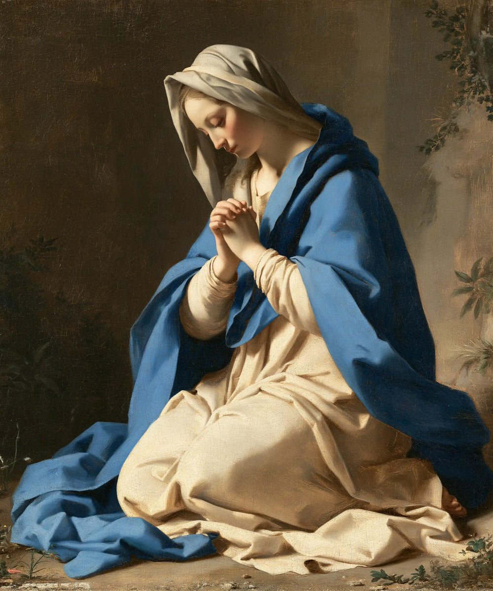 the Virgin Mary in prayer in Florentine Renaissance style, portrait Christian artwork no. 43