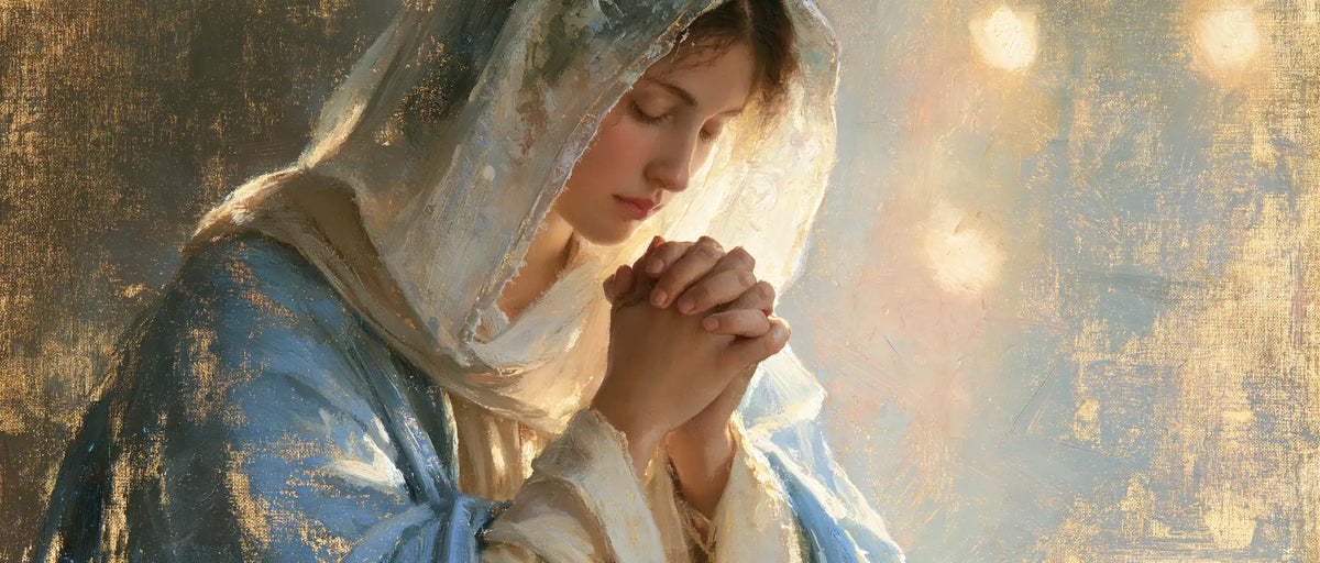 Virgin Mary in Prayer — The Opal Veil