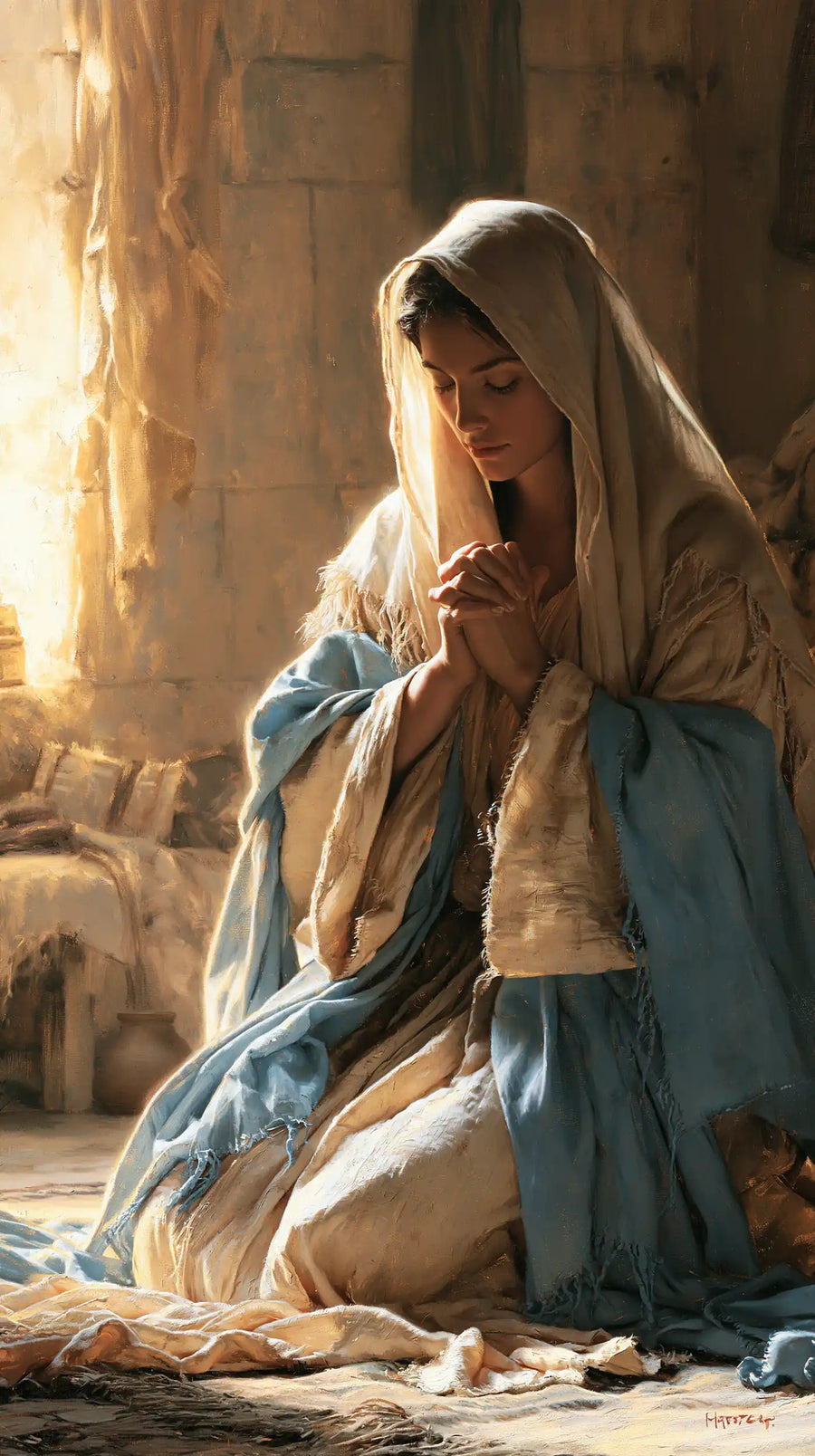 Virgin Mary in Prayer - Mary in a Biblical Interior · Portrait n° 1