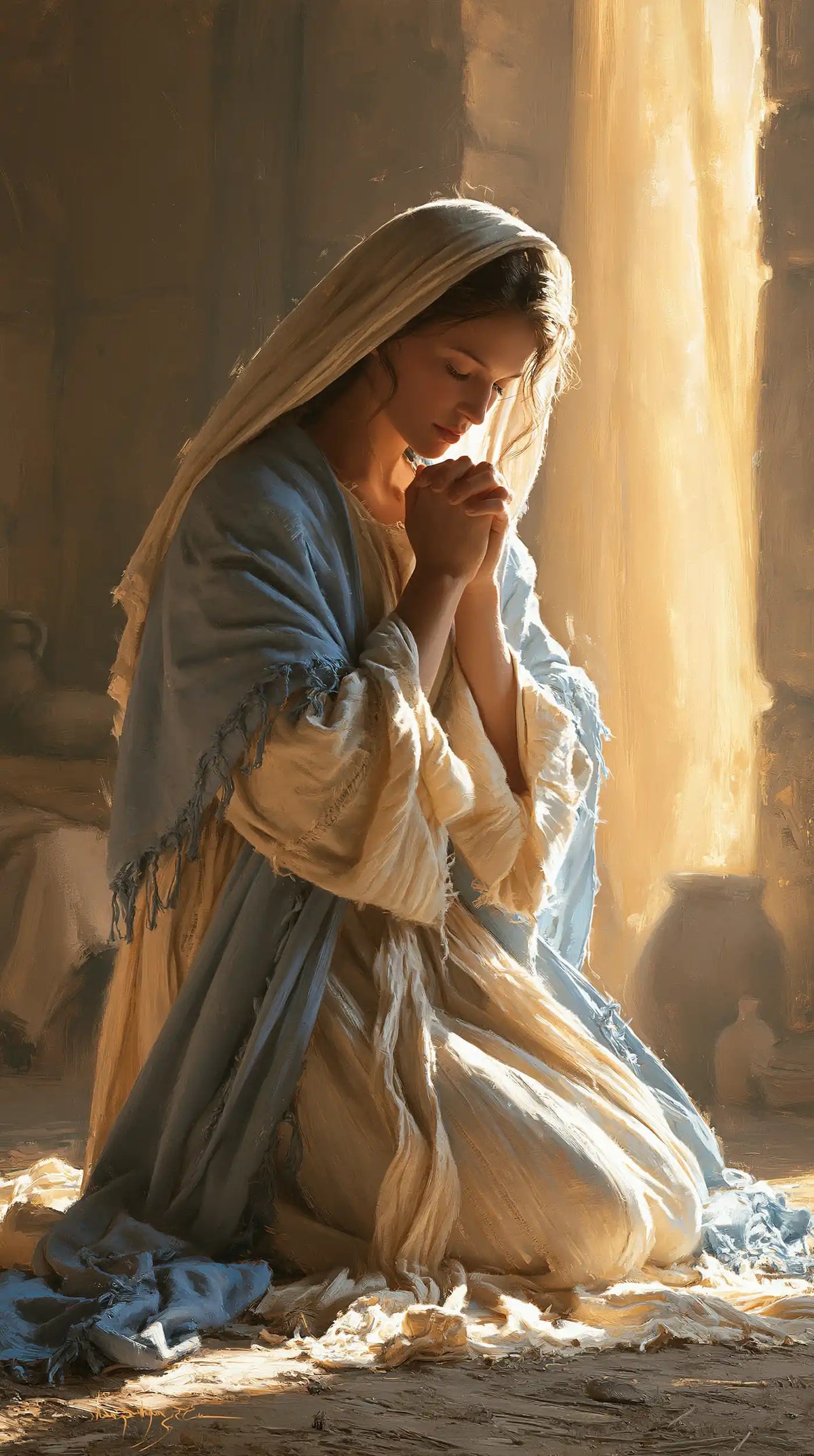 Virgin Mary in Prayer - Mary in a Biblical Interior · Portrait n° 3