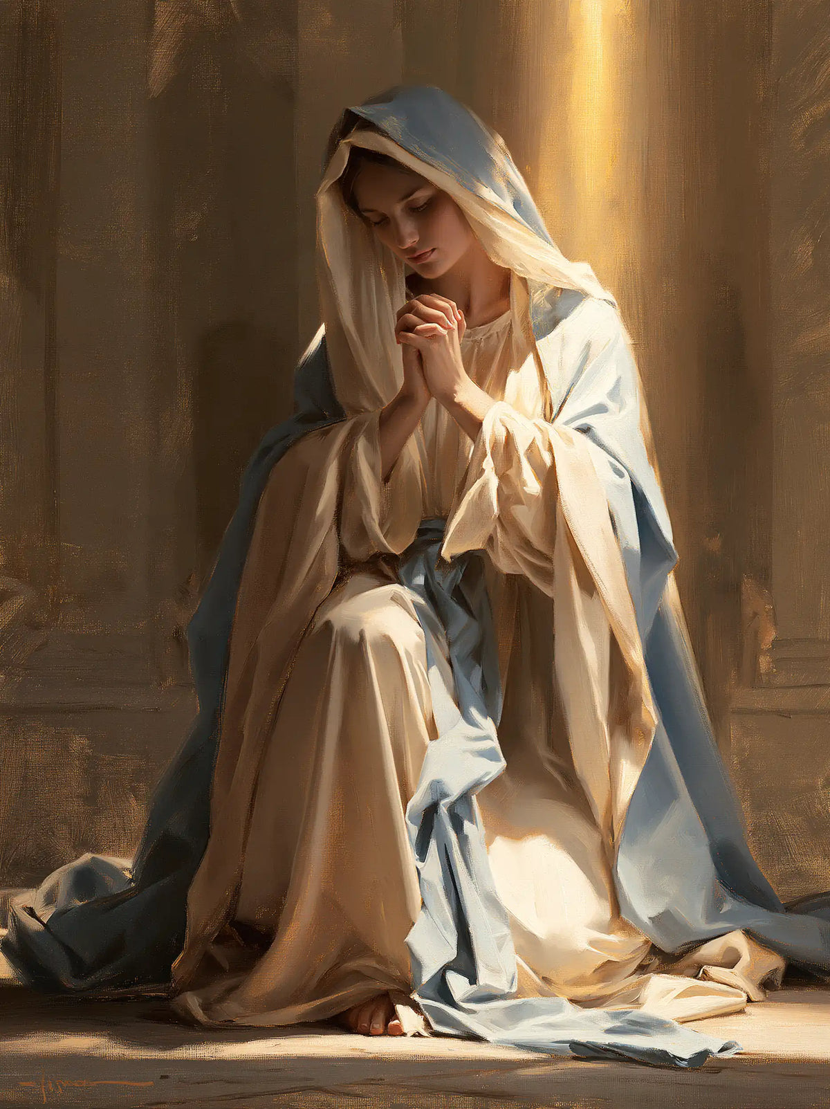 Virgin Mary in Prayer - Mary in a Biblical Interior · Portrait n° 22