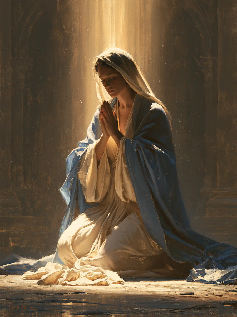 Virgin Mary in Prayer - Mary in a Biblical Interior · Portrait n° 24