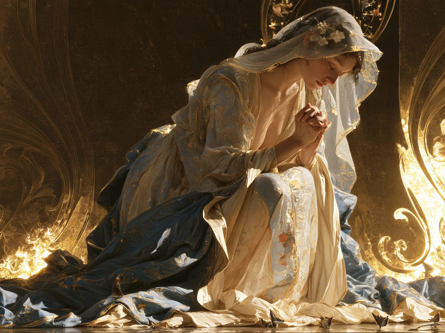 Virgin Mary in Prayer - Sacred Art Nouveau · Landscape n° 7