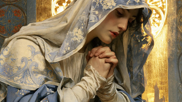 Virgin Mary in Prayer - Sacred Art Nouveau · Landscape n° 10