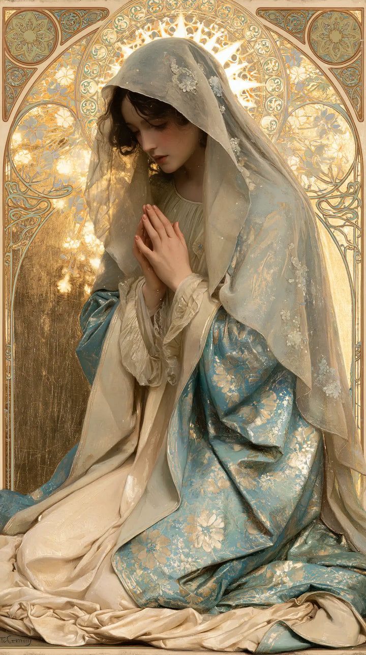 Virgin Mary in Prayer - Sacred Art Nouveau · Portrait n° 4