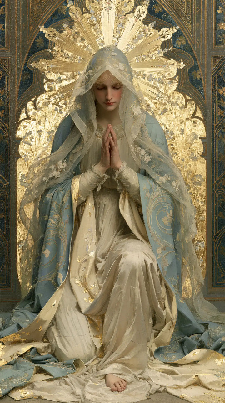 Virgin Mary in Prayer - Sacred Art Nouveau · Portrait n° 8