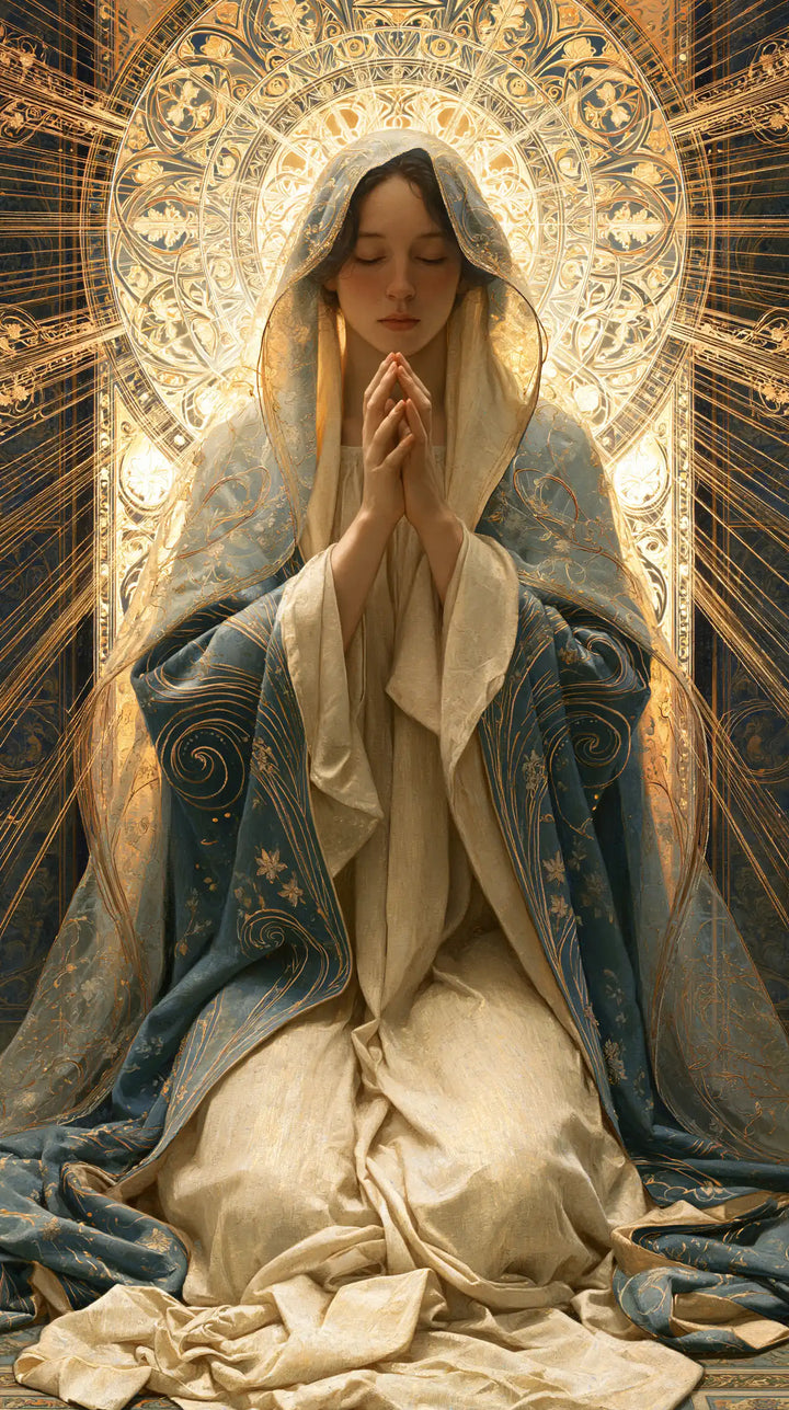 Virgin Mary in Prayer - Sacred Art Nouveau · Portrait n° 9