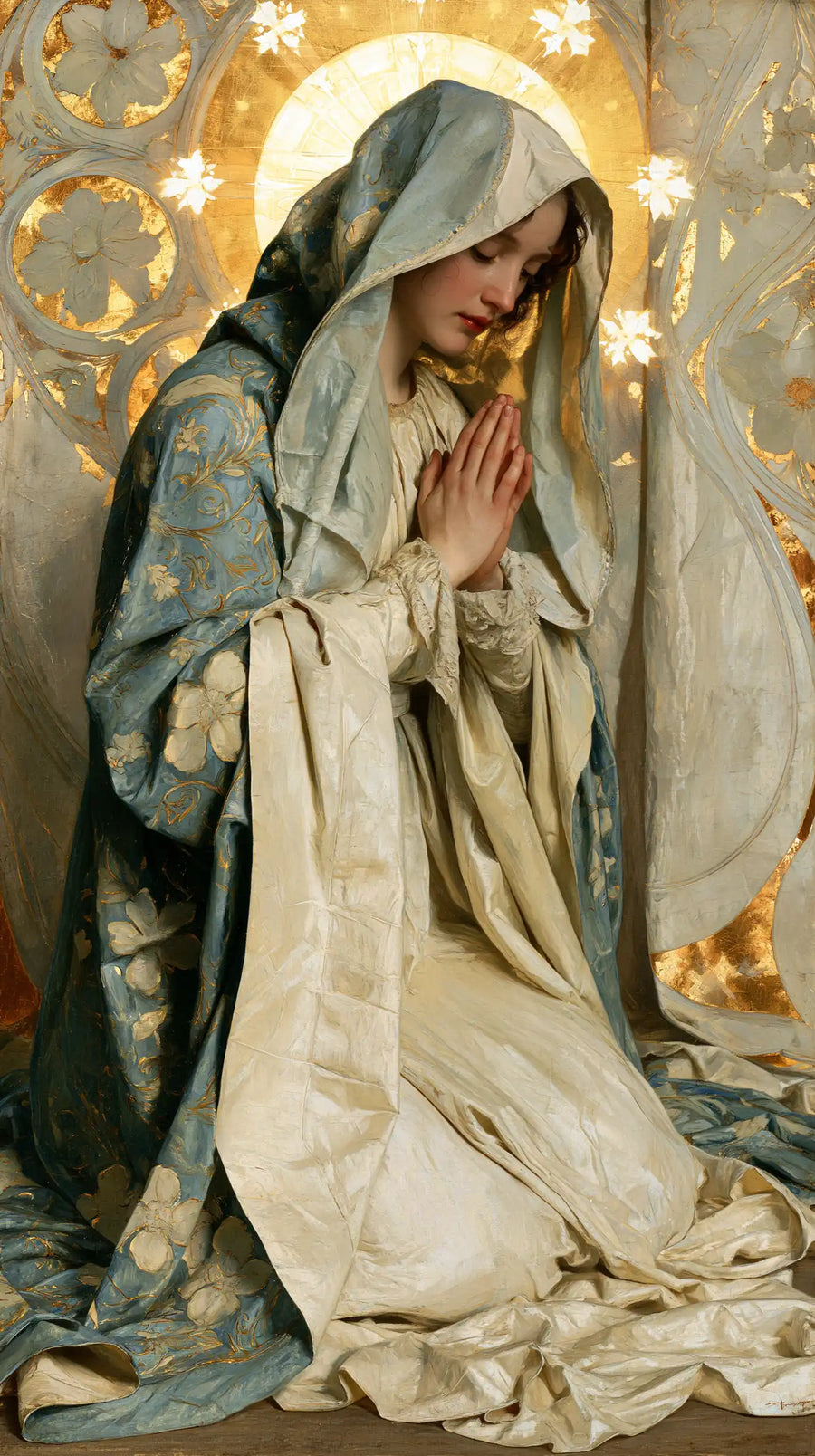 Virgin Mary in Prayer - Sacred Art Nouveau · Portrait n° 15