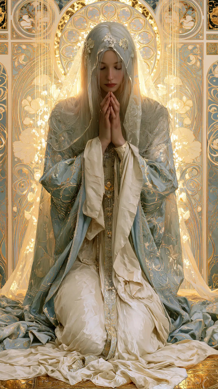 Virgin Mary in Prayer - Sacred Art Nouveau · Portrait n° 17