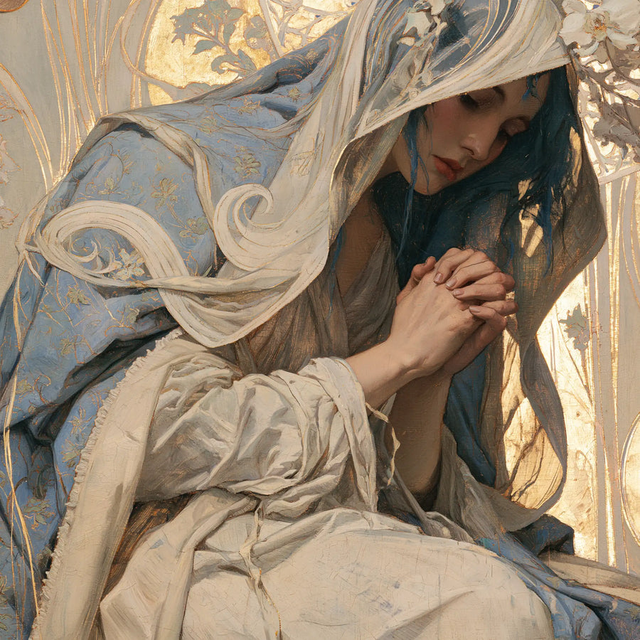 Virgin Mary in Prayer - Sacred Art Nouveau · Square n° 1