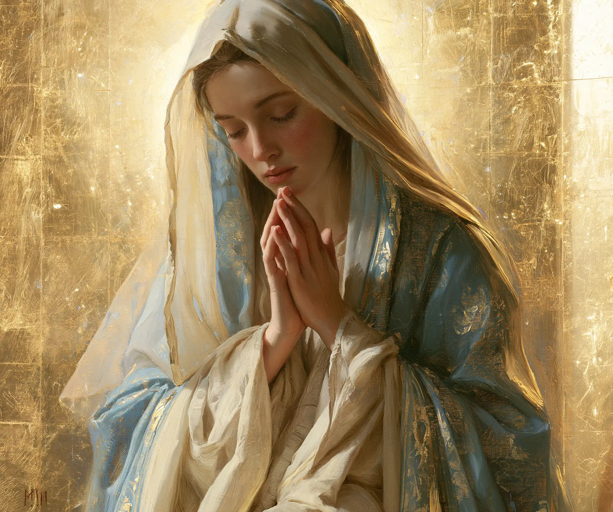 Virgin Mary in Prayer — Prayer with a Luminous Border