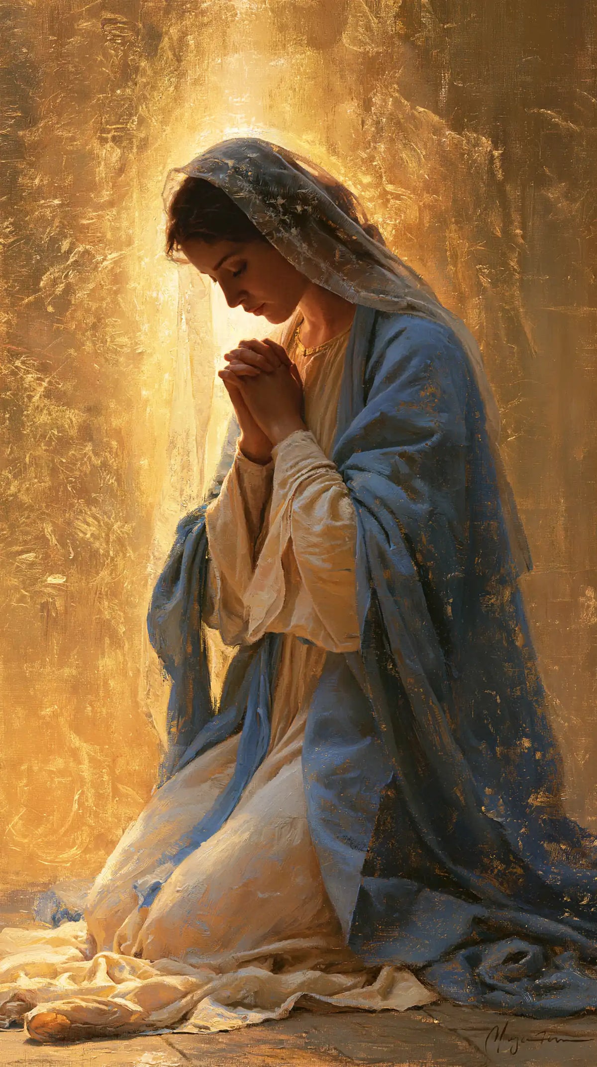 Virgin Mary in Prayer - Sacred Gold · Portrait n° 18