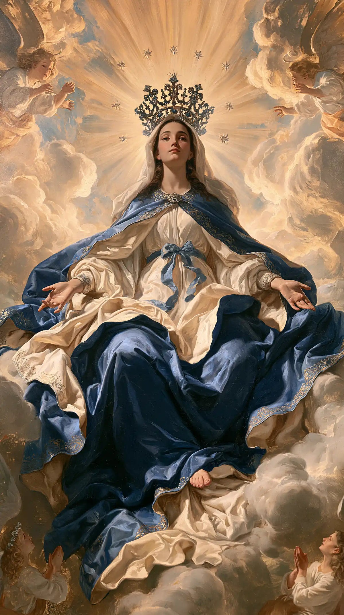 Mary glorified as Queen of Heaven in Heavenly Glory style, portrait Christian artwork no. 19