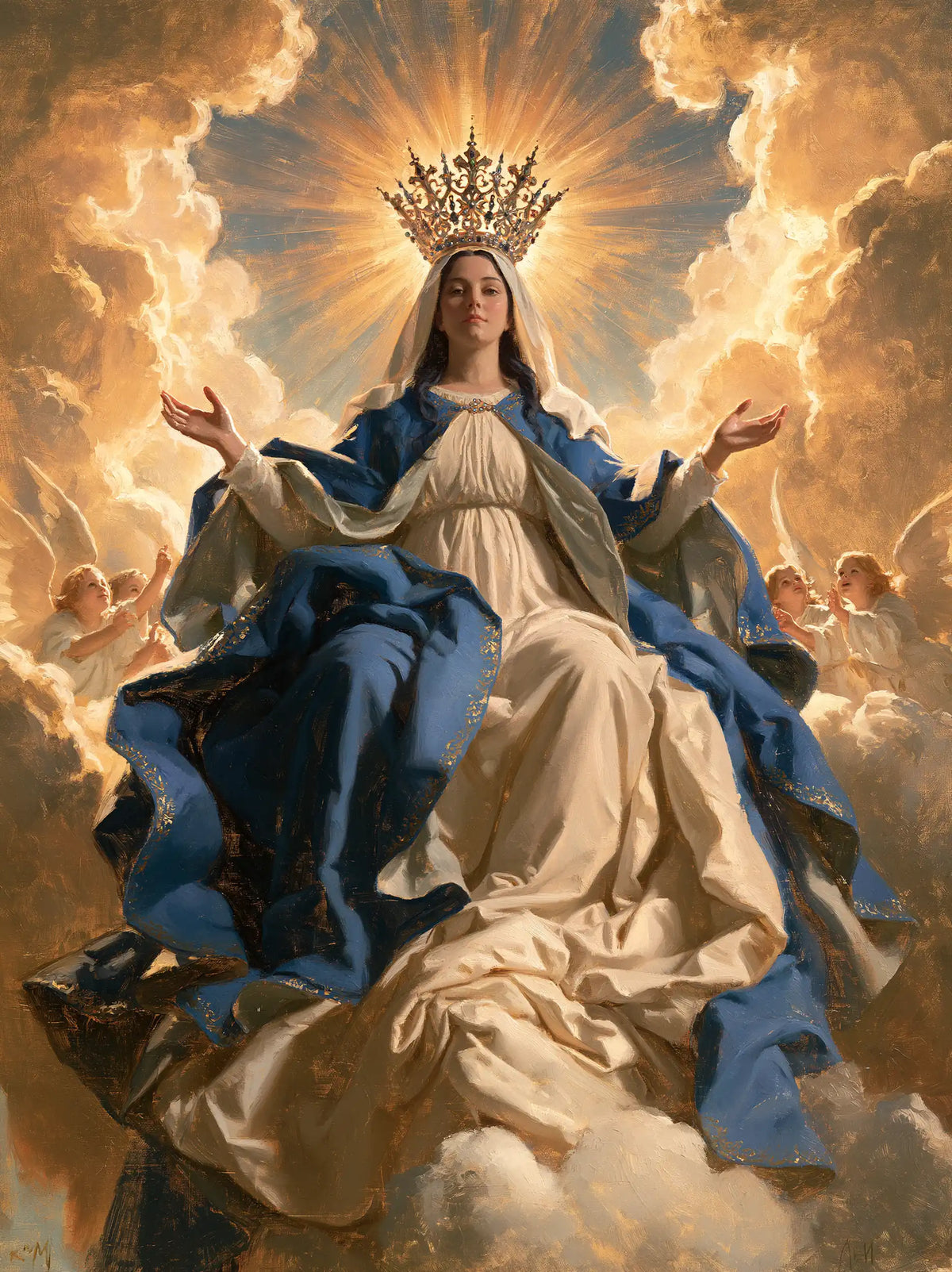 Mary glorified as Queen of Heaven in Heavenly Glory style, portrait Christian artwork no. 33