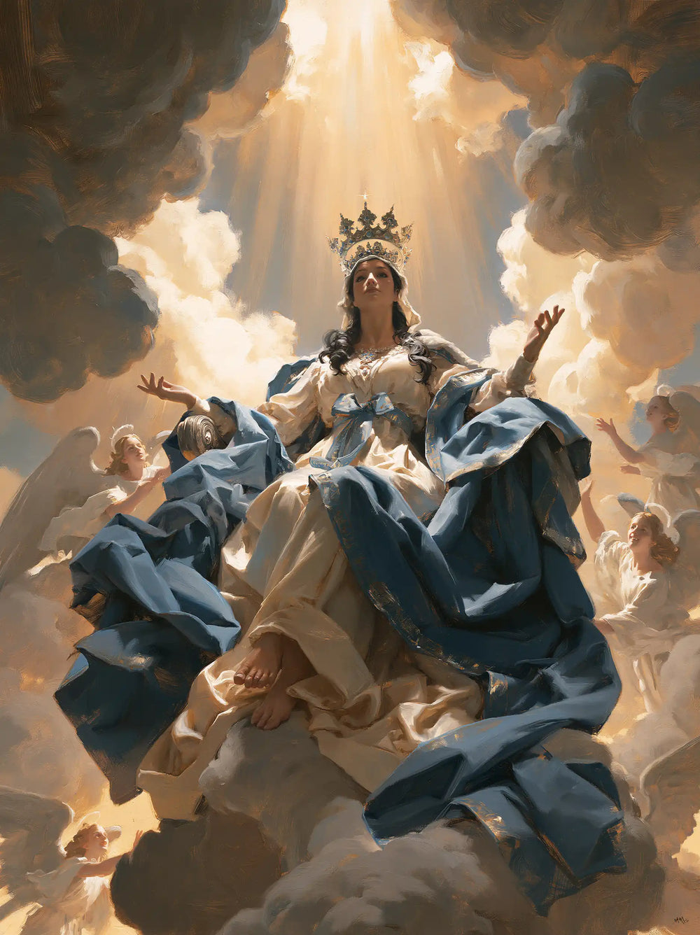 Mary glorified as Queen of Heaven in Heavenly Glory style, portrait Christian artwork no. 36
