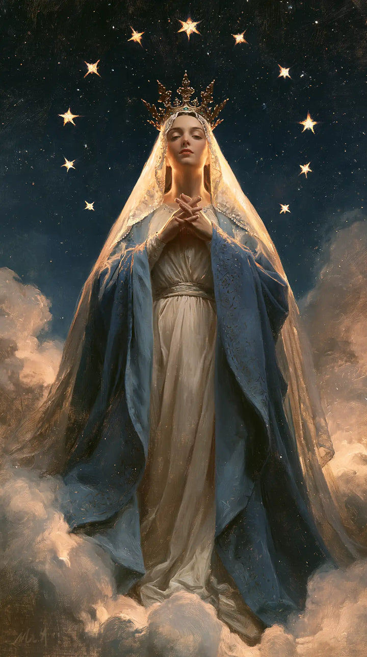 Mary Queen of Heaven - Midnight Blue Chiaroscuro · Portrait n° 10