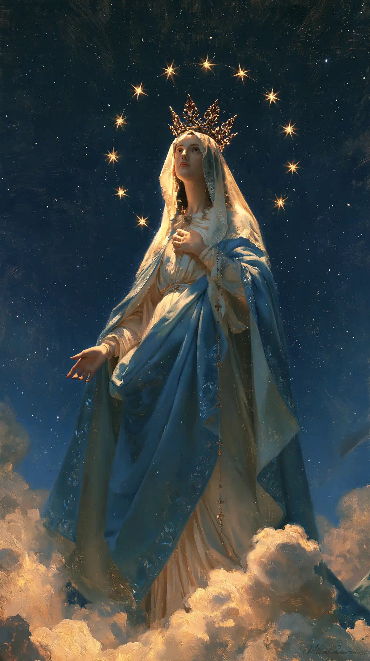 Mary Queen of Heaven - Midnight Blue Chiaroscuro · Portrait n° 13