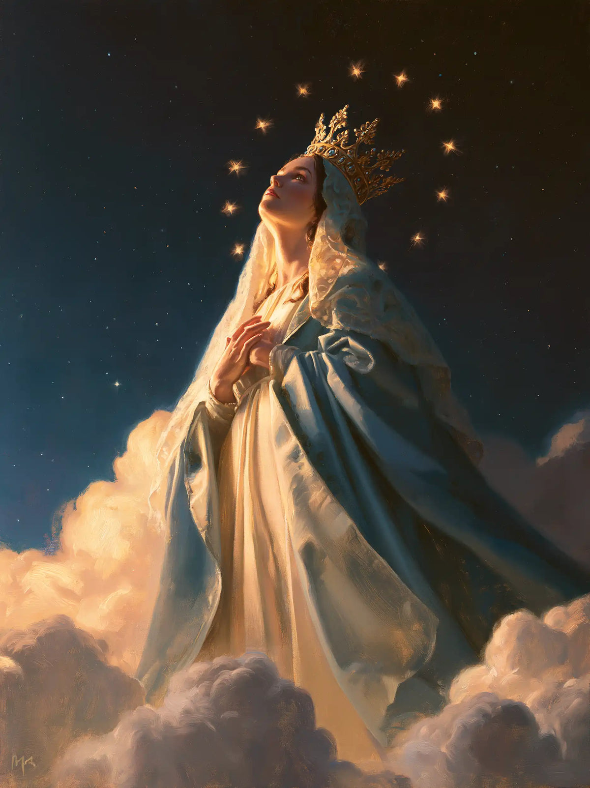 Mary Queen of Heaven - Midnight Blue Chiaroscuro · Portrait n° 26