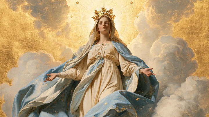 Mary, Queen of Heaven — The Unfurled Mantle in Ivory Radiance