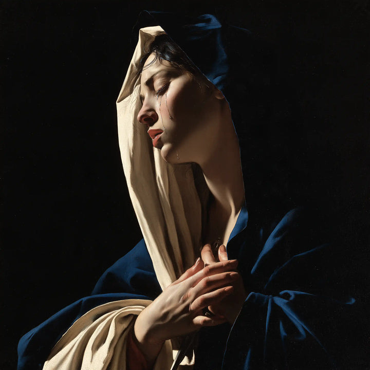 Our Lady of Sorrows - Caravaggio Tenebrism · Square n° 8