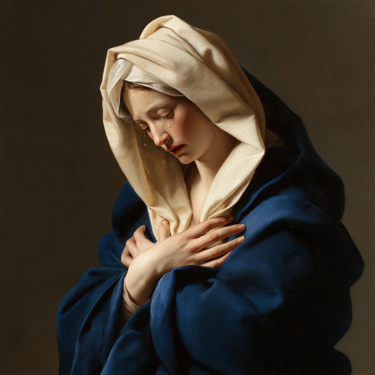 Mater Dolorosa in a classical portrait in Mater Dolorosa Classical Portrait style, square Christian artwork no. 5