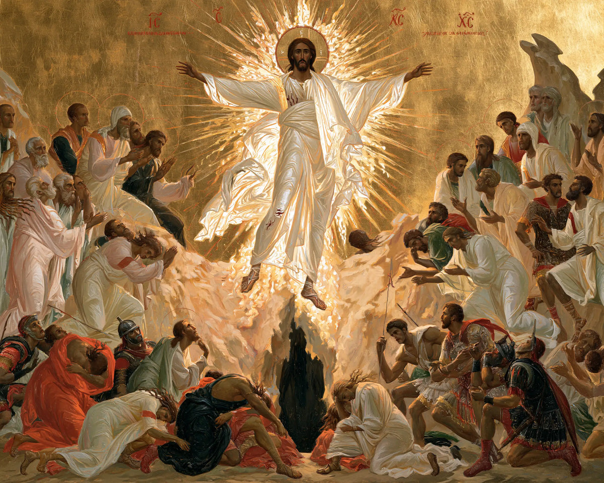 Resurrection of Jesus Christ in Contemporary Byzantine style, landscape Christian artwork no. 5