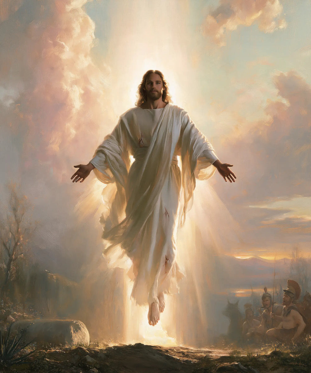 Resurrection of Jesus Christ in Divine Light style, portrait Christian artwork no. 27