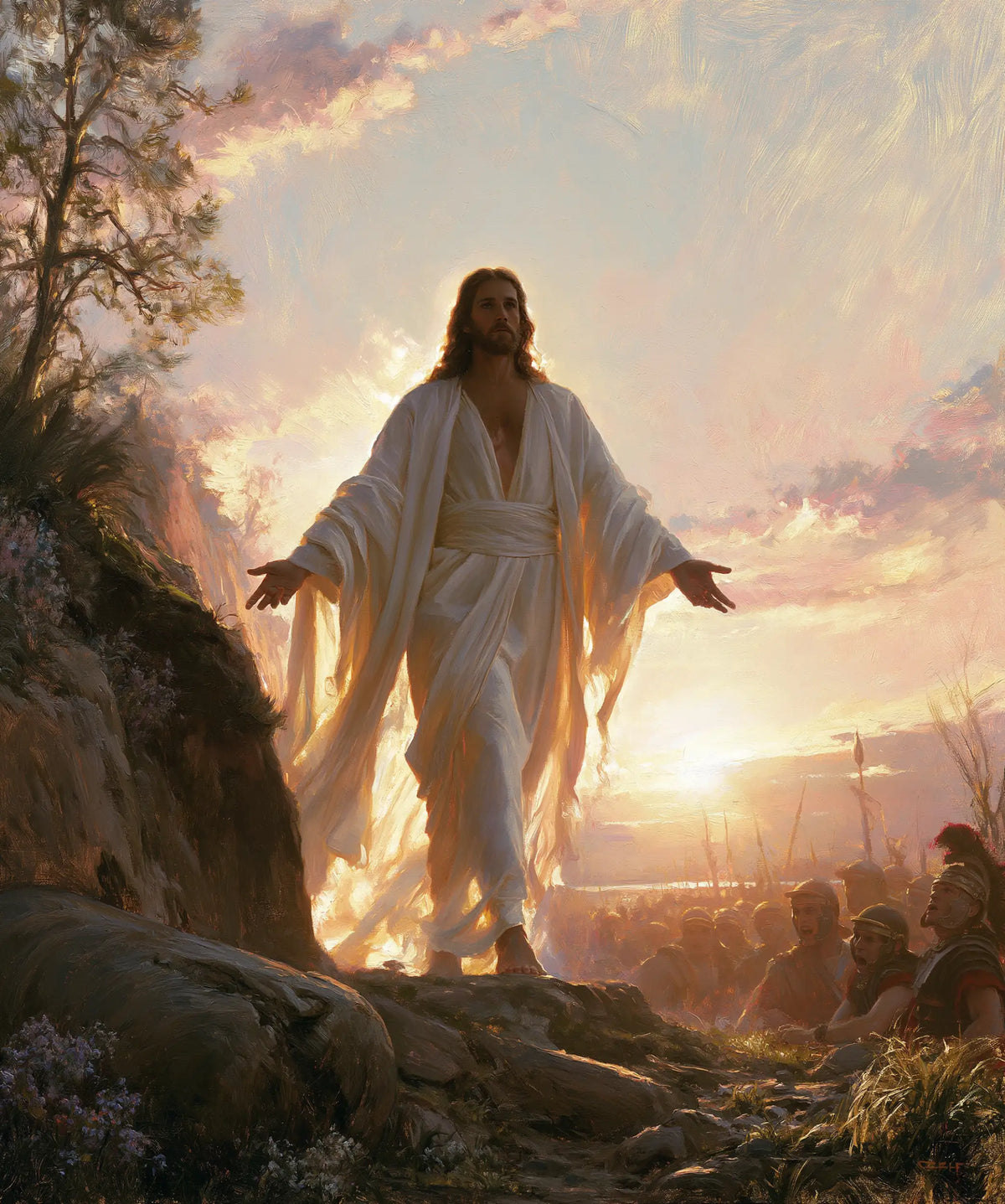 Resurrection of Jesus Christ in Divine Light style, portrait Christian artwork no. 28