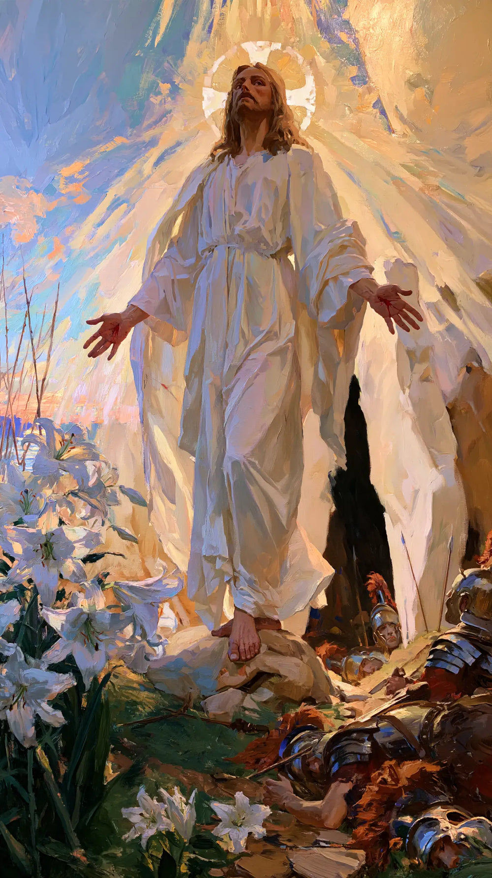 Resurrection of Jesus Christ in Expressionist style, portrait Christian artwork no. 9