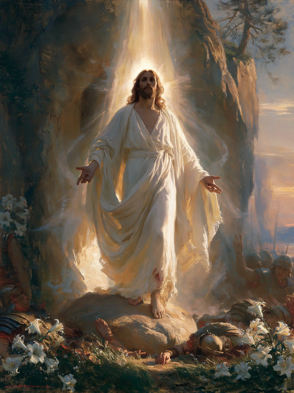 Resurrection of Jesus Christ in Expressionist style, portrait Christian artwork no. 17
