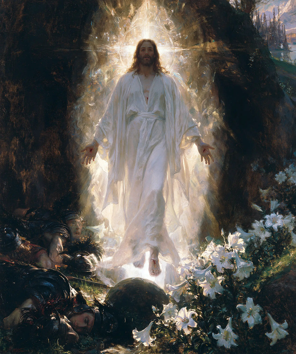 Resurrection of Jesus Christ in Expressionist style, portrait Christian artwork no. 22