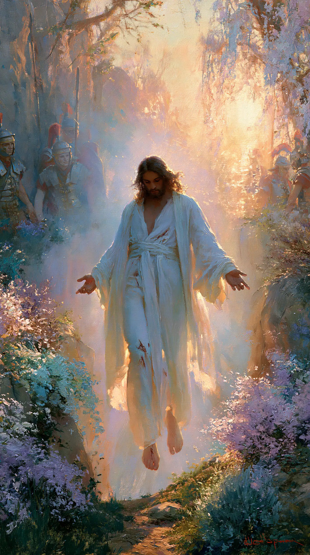 Resurrection of Jesus Christ in Impressionist style, portrait Christian artwork no. 11