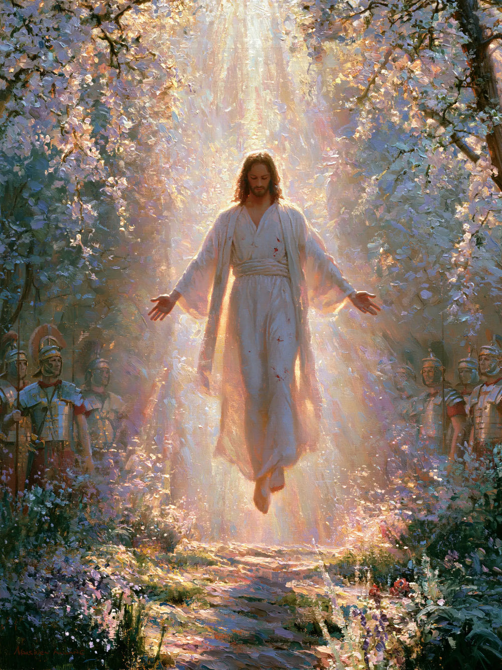 Resurrection of Jesus Christ in Impressionist style, portrait Christian artwork no. 19