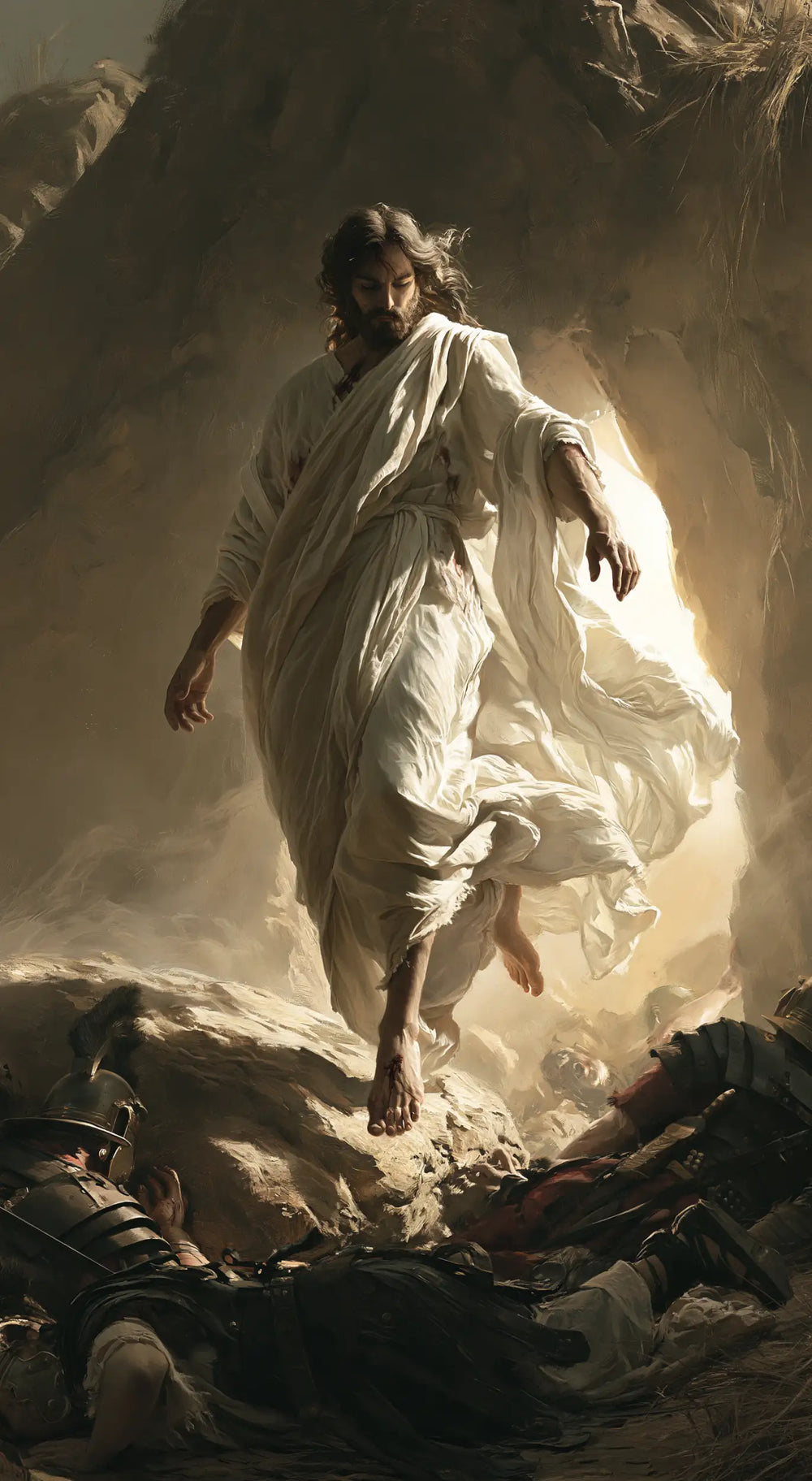 Resurrection of Jesus Christ in Physical Resurrection style, portrait Christian artwork no. 1