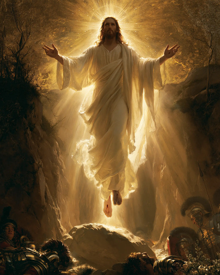 The Resurrection of Jesus Christ — Hands Raised in the Rain of Gold
