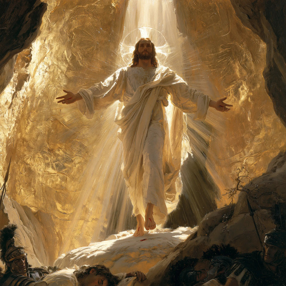 Resurrection of Jesus Christ in Sacred Gold style, square Christian artwork no. 4