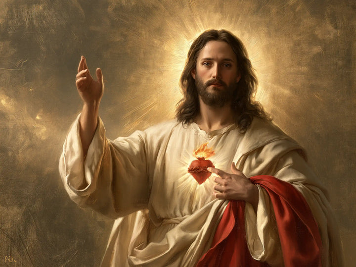 The Sacred Heart of Jesus — The Hand in the Halo of Clouds