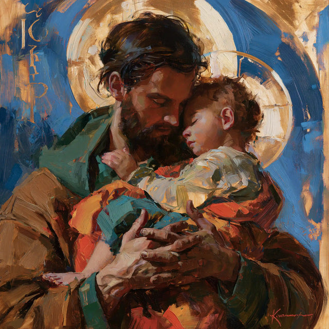 Saint Joseph with the Child Jesus – Expressionist · Square no. 6