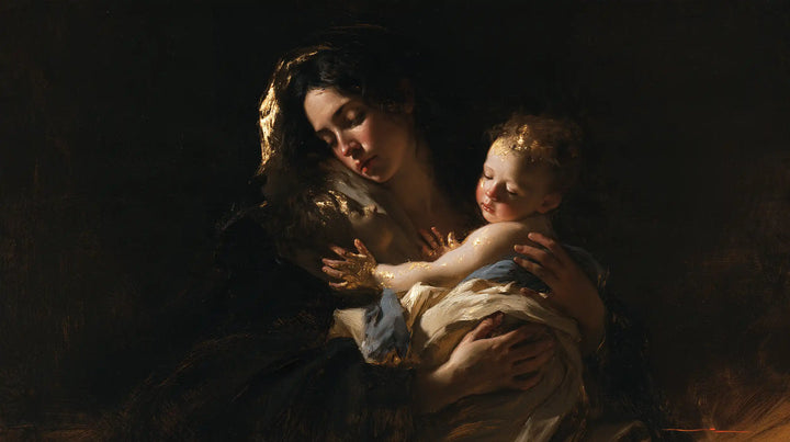 Virgin Mary and Child Jesus - Black and Gold · Landscape n° 17