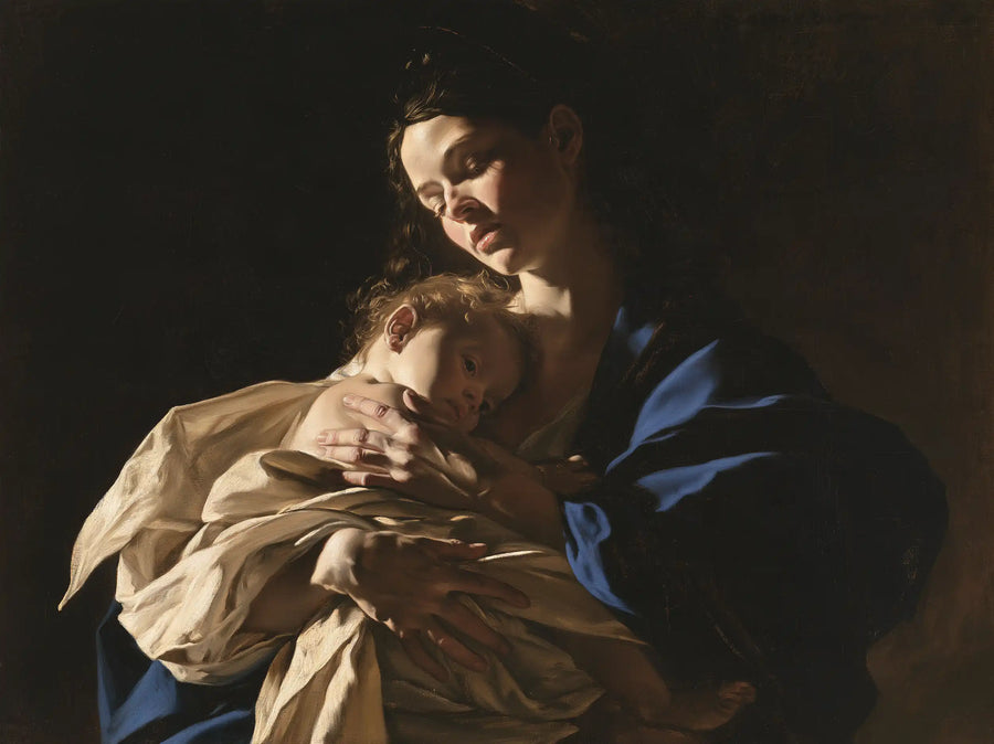 Virgin Mary and Child Jesus - Caravaggio Tenebrism · Landscape n° 1