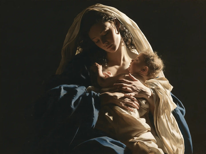 Virgin Mary and Child Jesus - Caravaggio Tenebrism · Landscape n° 5