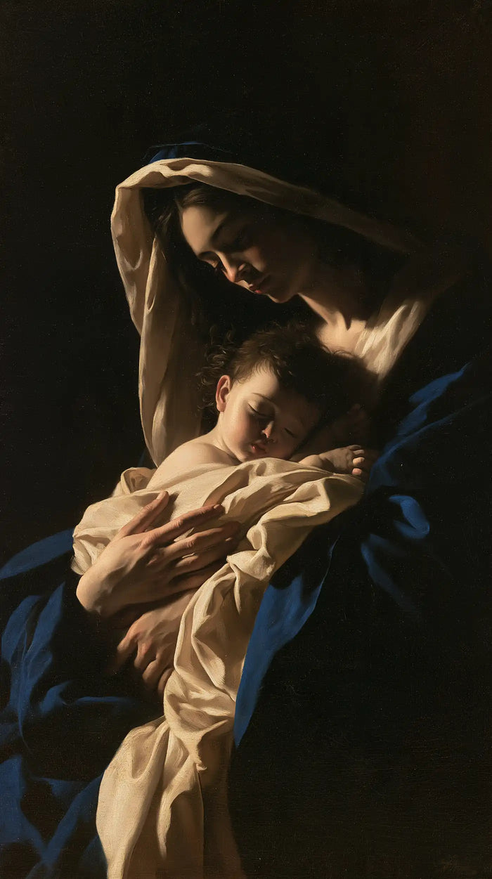 The Virgin and Child — The Pale Swaddling Cloth in the Blue Embrace